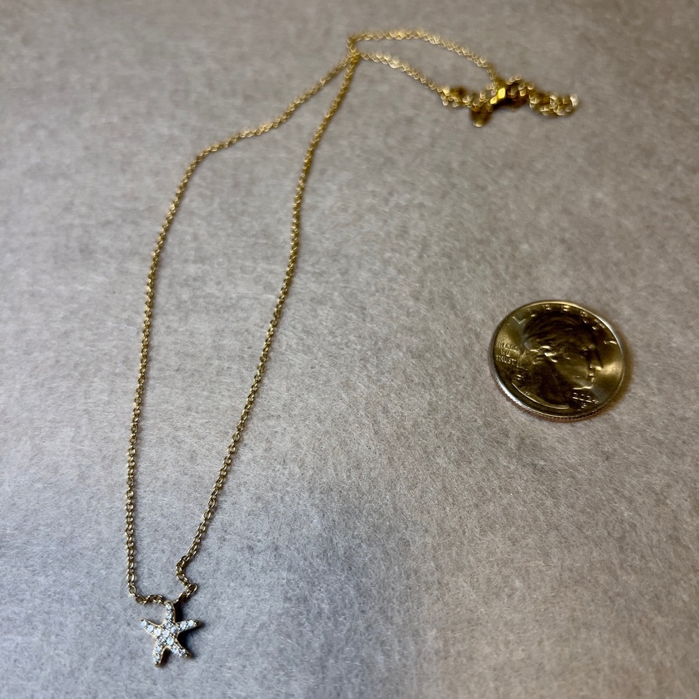 Touchstone Crystal Starfish Necklace with Swarovski crystals 15-18” gold plated